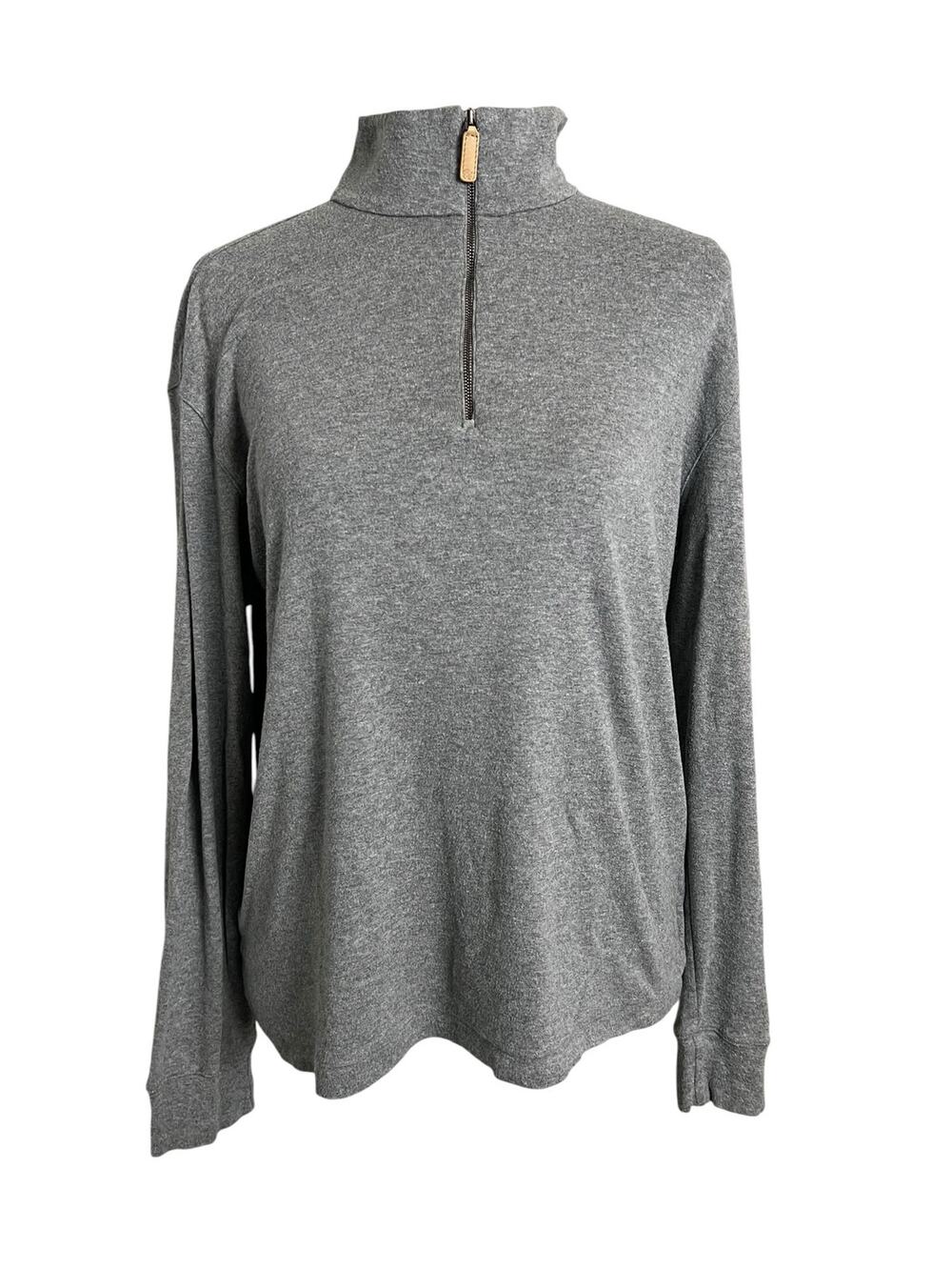 Ralph Lauren Purple Label Gray Silk Cotton Quarter Zip Sweater Medium